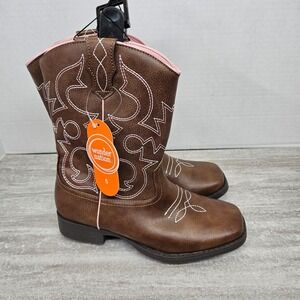 Wonder Nation Girls Brown Pink Western Cowboy Boots Size 5 NEW heels